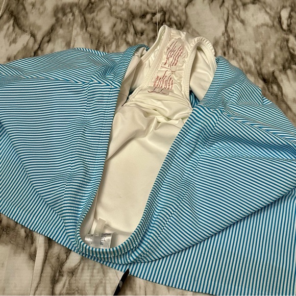 Lands End Swim Skirt Womens Sz 22 Blue And White Seersucker Bathing Suit Bottom - Picture 7 of 8